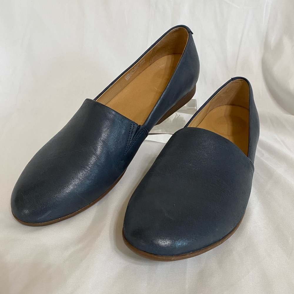 Dansko Navy Leather Slip-On Flats